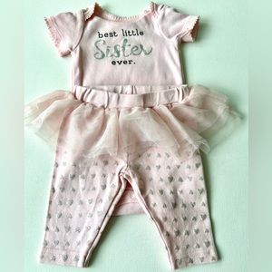 Carters Girl's 2 Piece Bodysuit & Pants Set.  Pants with Tutu/Frill. Size NB.